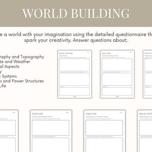 Novel Planner Detailed Digital and Printable Novel Planner World Building Character Creation Workbook Writing Prompts Plot Workbook for writers author planner