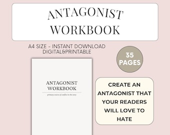 Antagonist workbook I Villan planner I Writing Worksheets I  Character Profiles I Book Writing Workbook Planner I Character Creation
