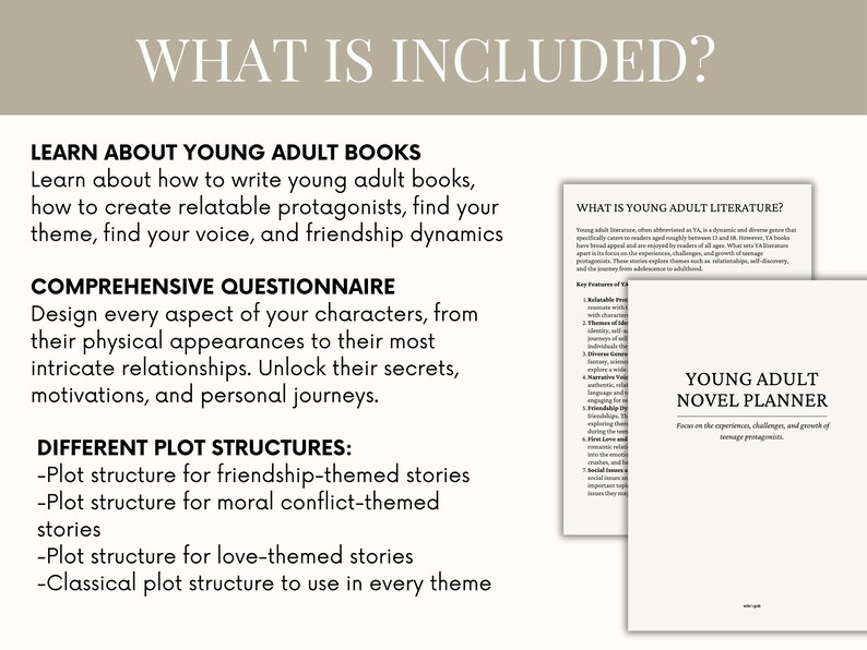 YA Novel Planner - Planner for Romance Authors: Love Story Workbook, How to Write a Book, and Novel Outline for Young Adult Fiction