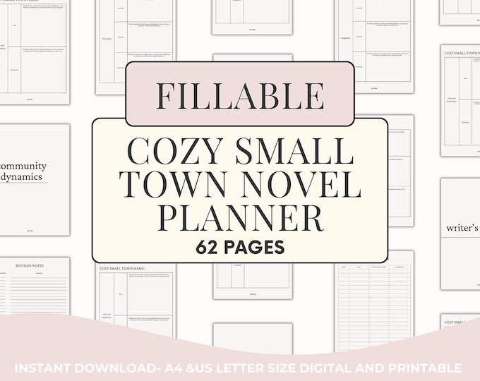 Fillable Cozy Small Town Novel Planner-First Draft in 60 Days