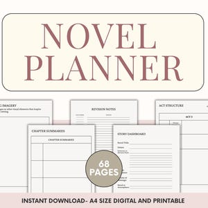 Guided Novel Planner, Writing template worksheet planner, Writer goodnotes workbook, Author story workbook planner, Novelist planner