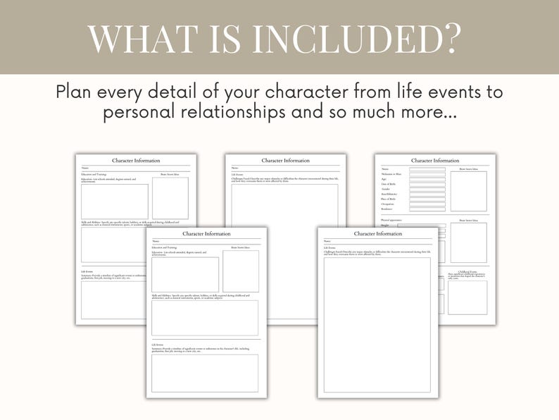 Novel Character Planner Author Planner Character Workbook Character Profile Book Fanfic Novel Character Design Character Profile Book