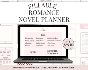 Romance Novel Planner: Love Book Writing Prep, Story Plan, Write a Novel, Fillable Workbook