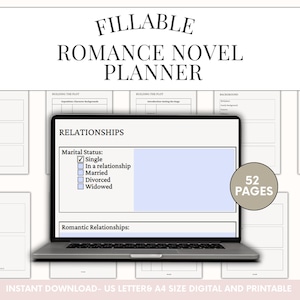 Romance Novel Writing Planner, Author Book Planner for Novel Plotting, Schrijf een nieuw overzicht, Schrijfplanner voor boeken, Prep Story schrijven voor romans