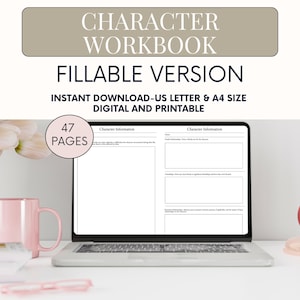 Fillable book character workbook, Author character profile planner, Novel writing template planner, Character writing worksheet, book plan