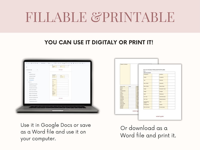 Novel writing workbook Google Docs, Word Novel planner, Story outline book planner, 30 days of writing plot planner, Novel in a month