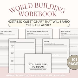 Fantasy World Building, World Building Worksheet, Fantasy World Builder, Writing Guide Book, Fantasy World Planner, Printable World Building
