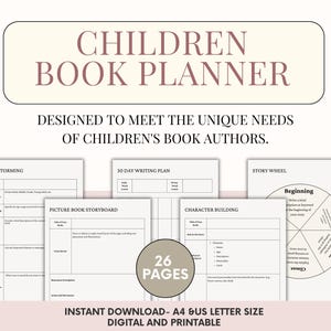 Agenda de livre pour enfants, plan de livre pour enfants d'auteur, écrivez un livre pour enfants en 30 jours, storyboard de livre d'images imprimable