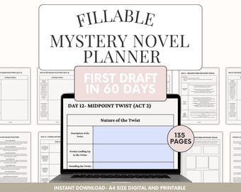 Murder Mystery Novel Planner, Book Planner with Book Outlines, Writing Worksheets, Thriller Novel Plans Crime Writers Book Series Planners