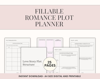 Romance Novel Plot Planner: Love Story Outline Template (Fillable PDF)