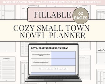 Fillable Cozy Small Town Novel Planner-First Draft in 60 Days
