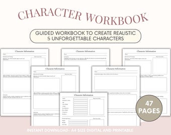 Novel Character Workbook: Character Design Worksheet (Printable PDF)
