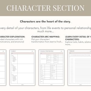 Novel Planner Detailed Digital and Printable Novel Planner World Building Character Creation Workbook Writing Prompts Plot Workbook for writers author planner