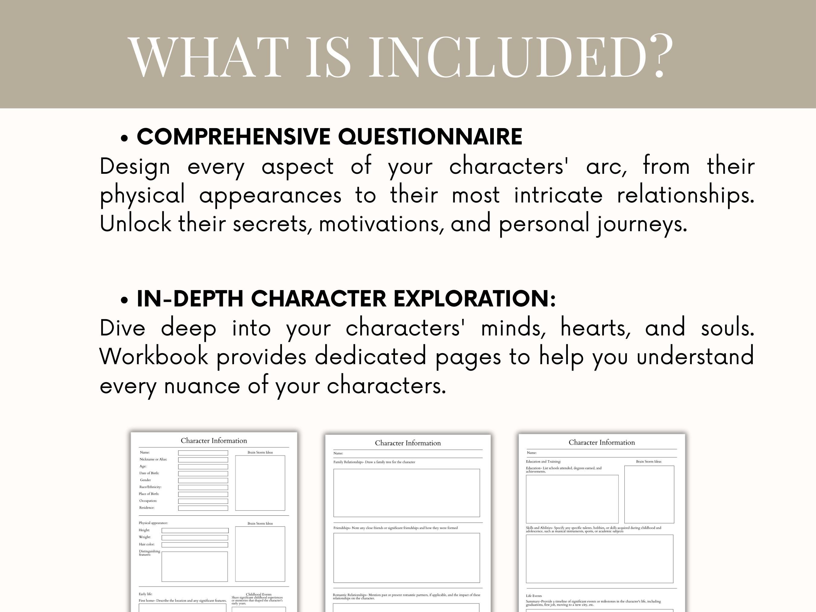 Problematic Character Design Novel Character Workbook: Character Design Worksheet (printable PDF) - Etsy