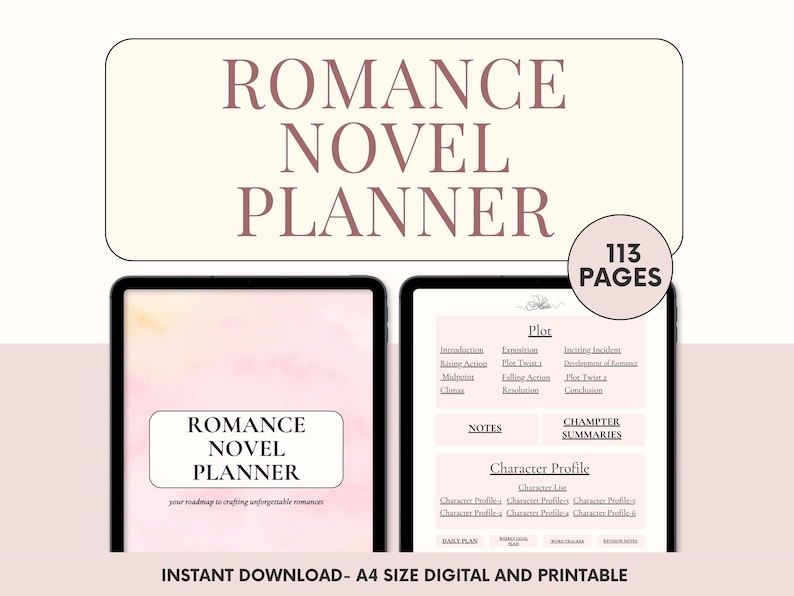 Romance Novel Planner  Novel Outline Workbook for Romance Authors Novel Planner Workbook How to Write a Romance Novel Story Template