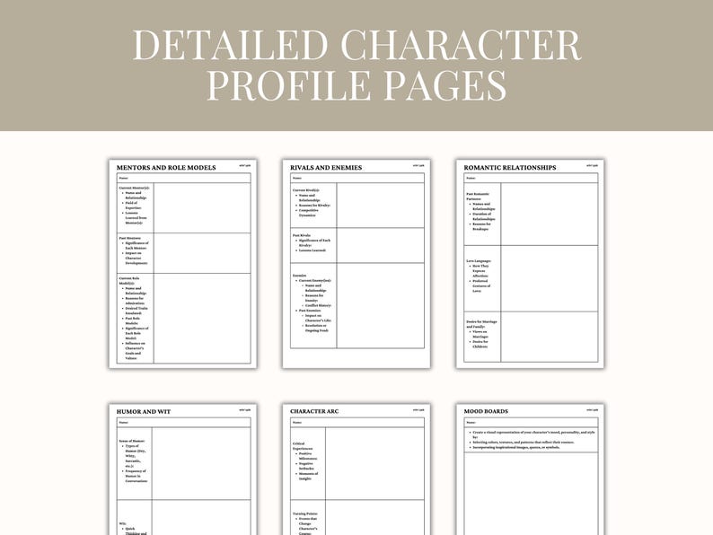 Character Profile Sheet: Author Planner, Novel Prep Character Chart ...