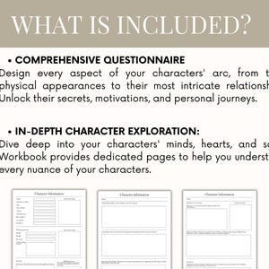 Fillable book character workbook, Author character profile planner, Novel writing template planner, Character writing worksheet, book plan