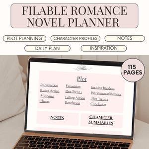 Planificador de novelas románticas: cuaderno rellenable, esquema de historia de amor, plan de libro de ficción romántica