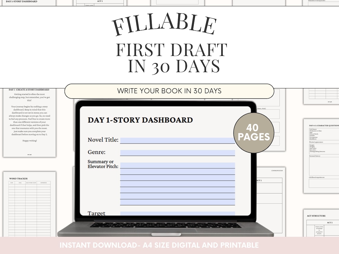 Fillable 30 Day Novel Writing Guide Write A Book In 30 Days Guided