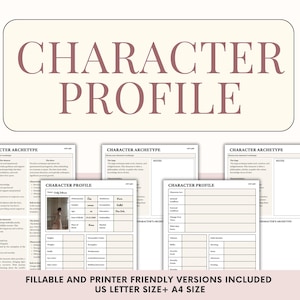 Invulbaar personageprofiel, afdrukbaar personageblad, tekensjabloon, tekenplanner, werkmap personageportret, nieuwe voorbereidingstools