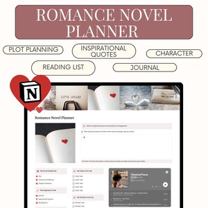 Romance Novel Notion Planner for Authors Romance Book Planner Romance Writing Workbook Guide to Writing a Bestselling Love Novel Planner