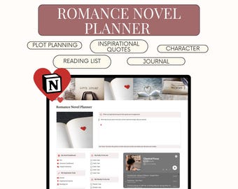 Romance Novel Planner Notion: Author Notion Template, Book Workbook, Cheatsheet