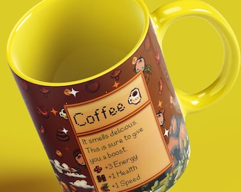Caneca marrom Stardew Valley, xícara de café aconchegante para jogadores, presente para jogadores, presente Stardew Valley para ela ou para ele, caneca de café de cerâmica, xícara de pixel art