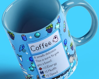 Stardew Valley Mug, Blue Coffee Cup, Gamer Gift for Her or Him, Stardew Valley Gift, Cute Ceramic Mug, Video Game Mug, Stardew Valley Merch