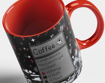 Stardew Valley Black Mug, Gamer Coffee Cup, Stardew Valley Gift for Her or Him, Pixel Art Ceramic Mug, Video Game Coffee Cup