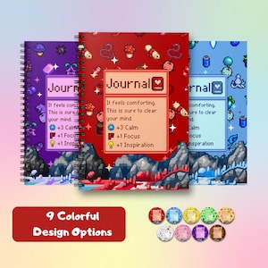 Diario de Stardew Valley, regalo de Stardew Valley, cuaderno gamer, bullet journal, diario de Stardew, regalo bonito para ella, cuaderno espiral de tapa dura