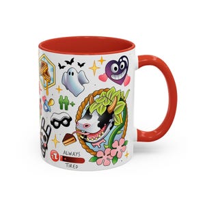 Caneca com estampa de vaca e planta do The Sims 4, caneca de café divertida do The Sims, presente para gamer Plumbob Red