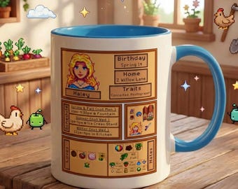 Stardew Valley Haley Mug, Pixel Art Coffee Mug, Stardew Valley Gift for Her, Cute Gamer Mug, Ceramic Cup, Video Game Mug, Stardew Gift