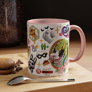 Caneca com estampa de vaca e planta do The Sims 4, caneca de café divertida do The Sims, presente para gamer Plumbob imagem 3