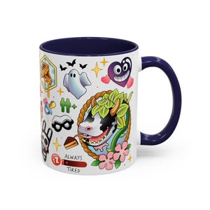 Caneca com estampa de vaca e planta do The Sims 4, caneca de café divertida do The Sims, presente para gamer Plumbob Navy