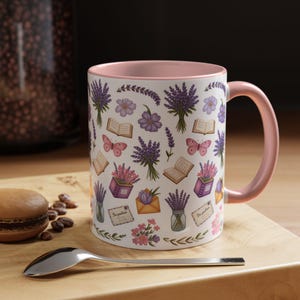 Floral Lavender Ceramic Coffee Mug, Cottagecore Tea Cup image 12