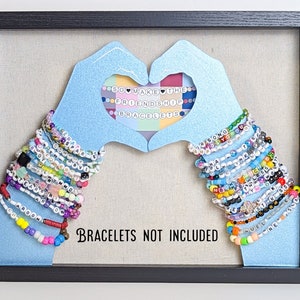 Heart Hands Friendship Bracelet Display - Black Shadow Box Frame - 11 X 14
