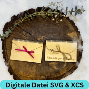 Wooden envelope, voucher, envelope, gift idea, gift card SVG template for instant digital download SVG & XCS incl. license