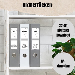 Digitale downloadmap met rug, eenvoudige, effen insteekkaarten voor mappen