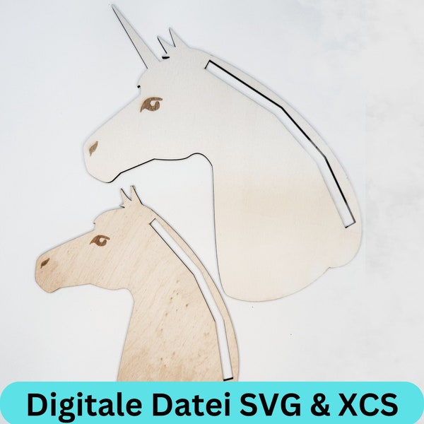 Pferd, Einhorn Haarspangenhalter Sofortiger Digitaler Download SVG & XCS Kinder Bastelvorlage für Cutter und Laser