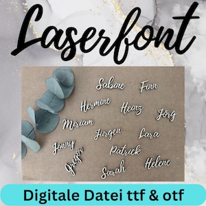 Laserfont Laserowo połączone litery i umlauty, bez przetwarzania końcowego, czcionka podłączona, czcionka laserowa, czcionka wycinana laserowo + licencja