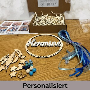 Set artigianale per bambini, kit fai da te acchiappasogni, regalo di compleanno, legno, acchiappasogni personalizzato per bambini, artigianato per bambini, set regalo