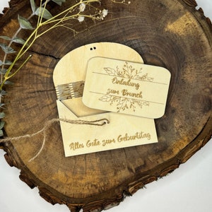 Sobre de madera, vale, idea de regalo, cumpleaños, invitación, regalo personal individual, sobre, carta de madera, sobre de madera