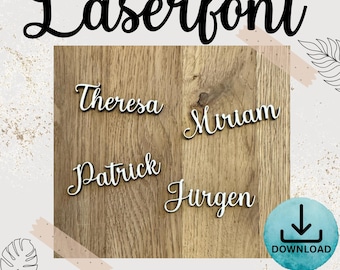 Elegant laser font with connected letters and umlauts, no post-processing required, connected script, laser lettering, laser cutting font + license