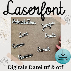 Laserfont Laser connected cuts & umlauts letters, no post-processing, connected font, laser font, laser cutting font + license