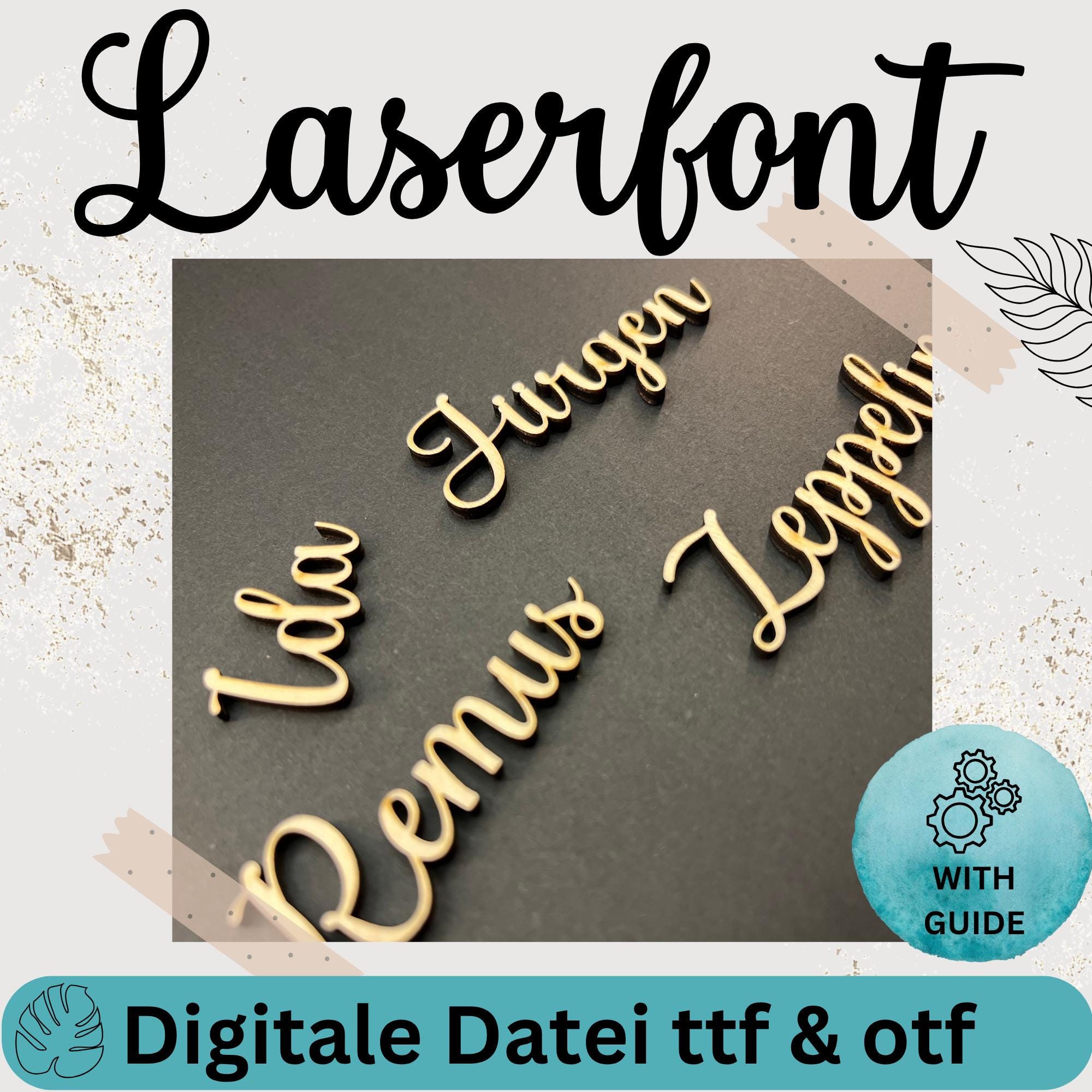 Connected Script Lettering Elegant Laser Font With Connected Letters and Umlauts, No Post ...