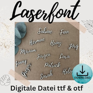 Laserfont Laser connected cuts & umlauts letters, no post-processing, connected font, laser font, laser cutting font + license