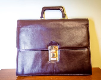 Stylish Leather Briefcase from the 1980s Czechoslovakia