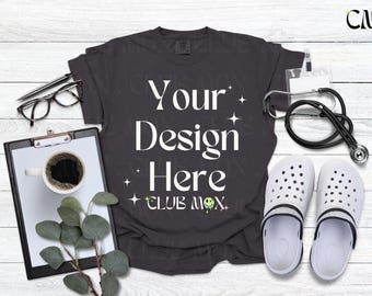 GRAPHITE Comfort Colors shirt Mockup, Nurse Mockup, CC1717 shirt, White RN Mockup, Hospital Mock, Doctor Tshirt Mockup, Medical Field, CNA
