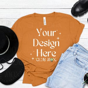 Maquette de chemise Boho Bella Canvas 3001 TOAST | Maquette de t-shirt de style | Maquette de t-shirt d'automne | Maquette de tee-shirt tendance | Mock chemise pour la rentrée des classes
