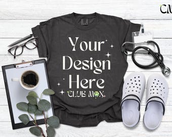 PEPPER Comfort Colors Hemd Mockup, Krankenschwester Mockup, CC1717 Hemd, weißes RN Mockup, Krankenhaus T-Shirt Mockup, Doktor Tshirt Mockup, medizinisches Feld, CNA